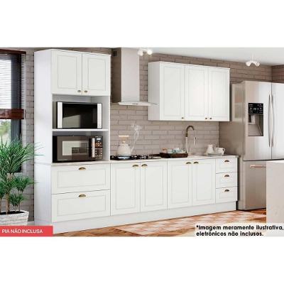 Kit de Cozinha Completa Americana 5 Módulos 10 Portas 5 Gavetas MDF Branco