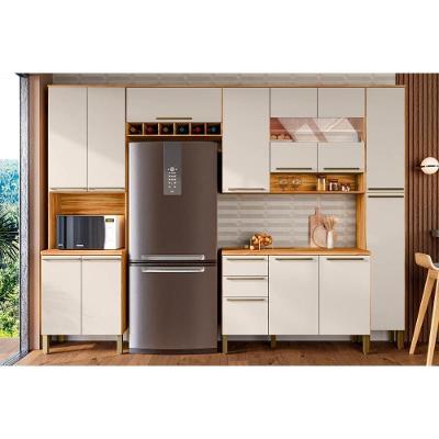 Cozinha Completa 5 Peças Nápoli Prime 2 Aéreos 1 Balcão 1 Paneleiro 1 Torre Quente C5p97 Amendoa Off White Ronipa