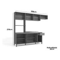 Cozinha Completa 4 Peças L780a 2 Aéreos 1 Balcão 1 Paneleiro Sem Tampo Nogueira Fendi - 2