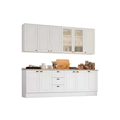 Cozinha Completa Americana 9 Portas 3 Gavetas MDP Branco com Tampo