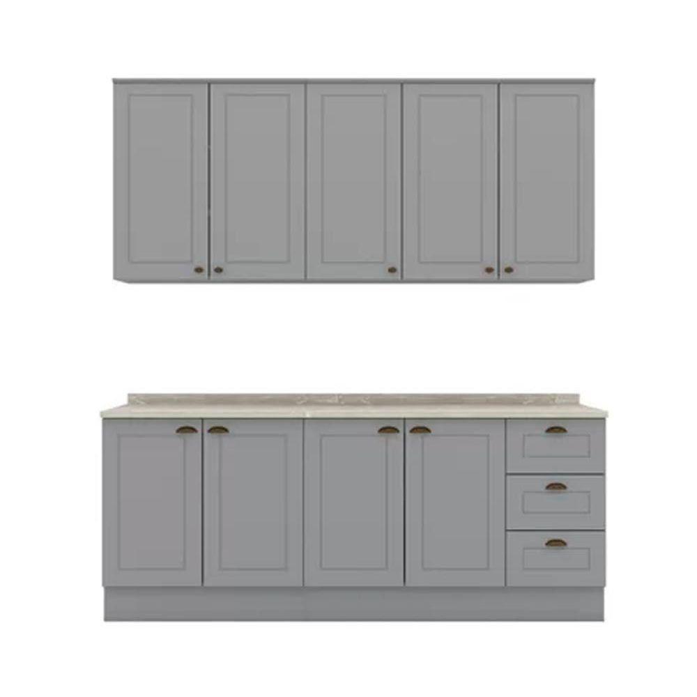 Cozinha Completa 6 Peças Americana 2 Aéreos 2 Balcões 2 Complementos Cz152 Cinza - 4