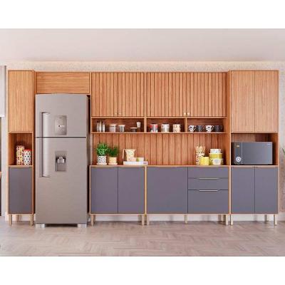 Kit de Cozinha Completa Divina 15 Portas 2 Gavetas MDF Titânio com Tampo MDP