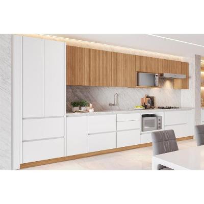 Cozinha Completa Rainha 14 Portas 8 Gavetas MDF 270cm Branco Natural