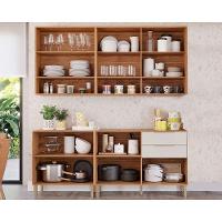 Cozinha Completa 6 Peças Divina 2 Aéreos 2 Balcões 2 Complementos Cz009 Freijó Titanium - 3