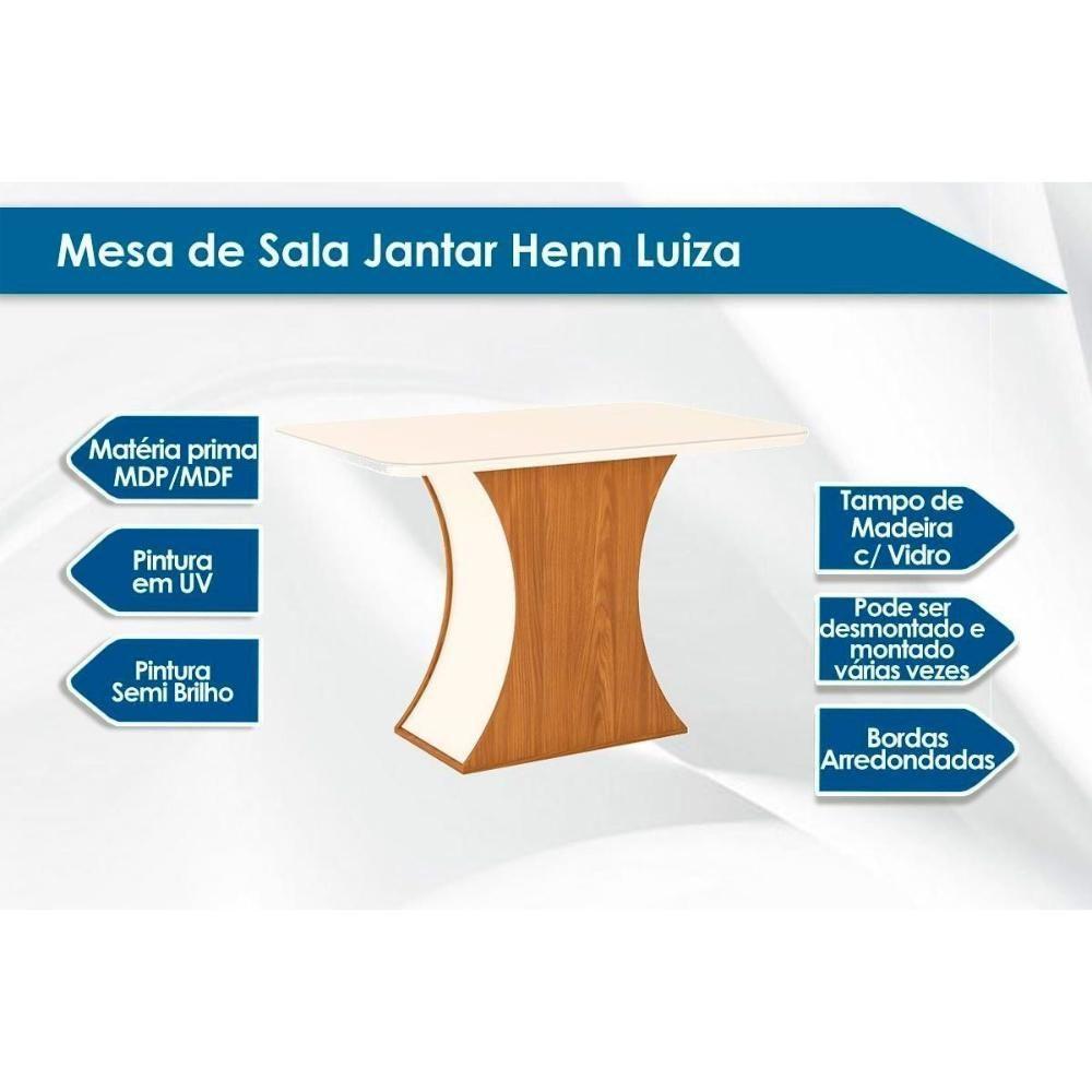 Conjunto Mesa De Cozinha Luiza Com Tampo De Vidro 120x80cm E 4 Cadeiras Isa Nature Off White Suede Marrom Henn - 3