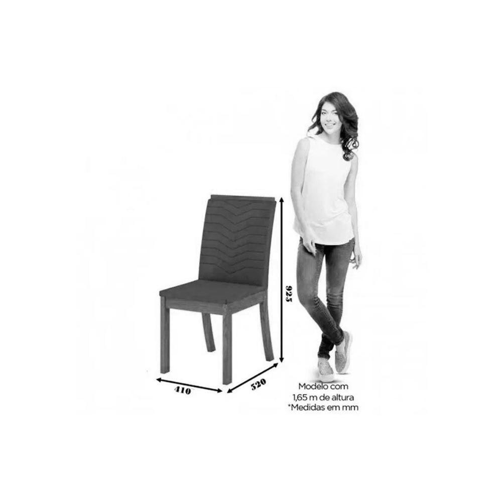 Conjunto Mesa De Cozinha Luiza Com Tampo De Vidro 120x80cm E 4 Cadeiras Isa Nature Off White Suede Marrom Henn - 6