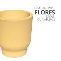 Vaso Decorativo Garrafa Invertida Lisa 8cm Cimento Artesanal Amarelo - 4