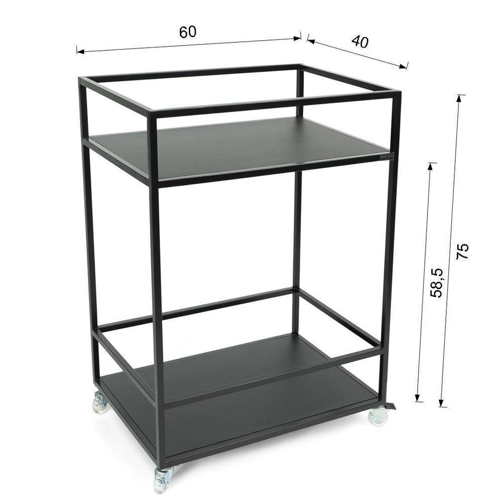 Carrinho Multiuso Estilo Industrial Com Prateleiras Em Mdf Preto - 7