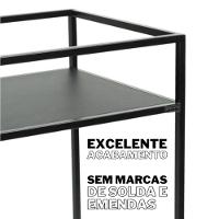 Carrinho Multiuso Estilo Industrial Com Prateleiras Em Mdf Preto - 5