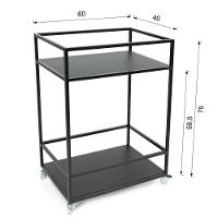 Carrinho Multiuso Estilo Industrial Com Prateleiras Em Mdf Preto - 7