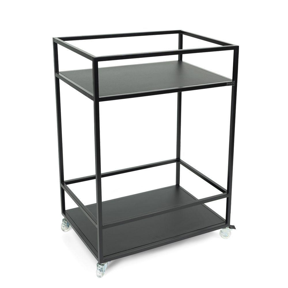 Carrinho Para Bebidas Estilo Industrial Preto Com Prateleiras Em Mdf Preto - 3