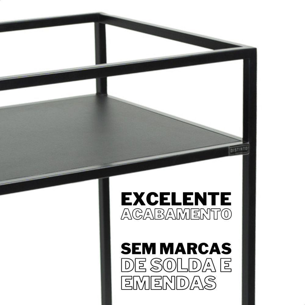 Carrinho Para Bebidas Estilo Industrial Preto Com Prateleiras Em Mdf Preto - 4