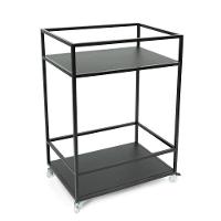 Carrinho Para Bebidas Estilo Industrial Preto Com Prateleiras Em Mdf Preto - 3