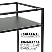 Carrinho Para Bebidas Estilo Industrial Preto Com Prateleiras Em Mdf Preto