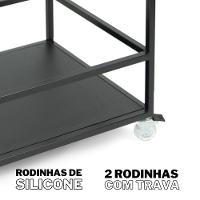 Carrinho Para Bebidas Estilo Industrial Preto Com Prateleiras Em Mdf Preto - 5