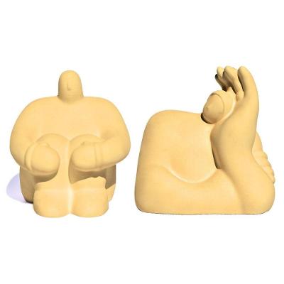 Kit Estátuas Decorativa Artesanais Em Resina Mineral Gigantes Pensativo E Admirado 9,5x9,5cm Amarelo