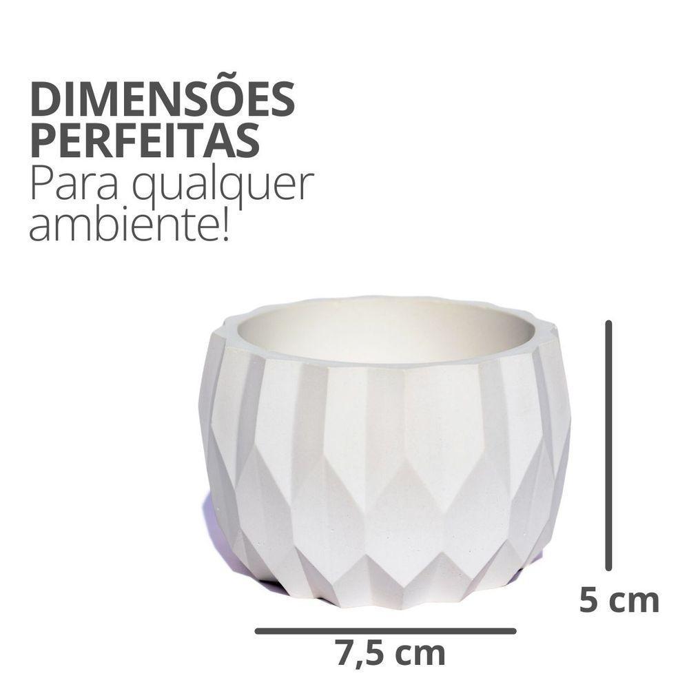 Vaso Decorativo Losangos 7,5cm Cimento Artesanal Sala E Cozinha Branco - 3