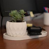 Vaso Decorativo Losangos 7,5cm Cimento Artesanal Sala E Cozinha Branco - 2