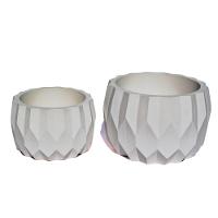 Vaso Decorativo Kit 2 Peças Vaso Losangos P E M Artesanal Cinza - 1