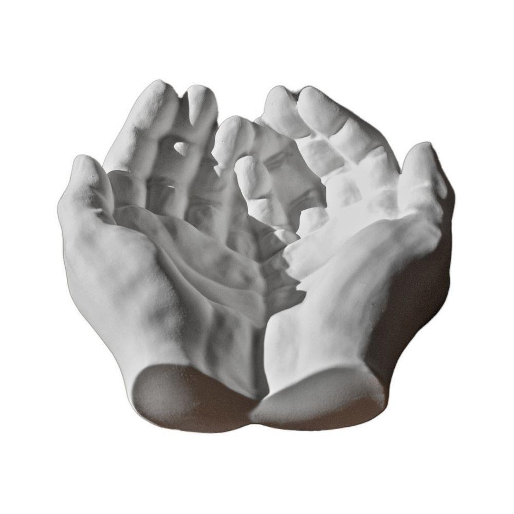 Porta Objetos Decorativo Mãos 15,5cm Em Cimento Artesanal Cinza - 1