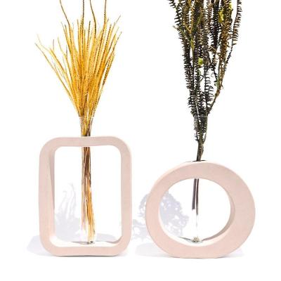 Vaso Decorativo Redondo E Retangular 2 Peças Conjunto Decoração Palha