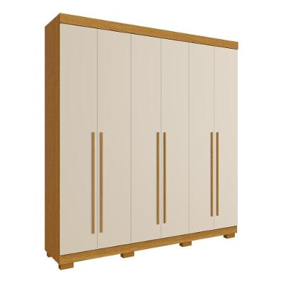 Guarda Roupa Casal Polônia 6 Portas 3 Gavetas Cinamomo-off White