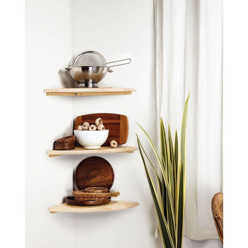 Prateleira Canto Tramontina Madeira Pinus Com Acabamento Natural 18 Mm 200 X 200 Mm - 2