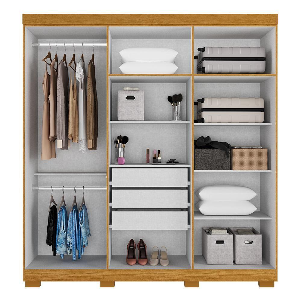 Guarda Roupa De Casal Polônia Com Espelho 6 Portas Linhamobília Cinamomo Off White - 3
