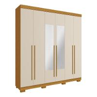 Guarda Roupa De Casal Polônia Com Espelho 6 Portas Linhamobília Cinamomo Off White
