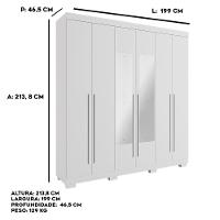 Guarda Roupa De Casal Polônia Com Espelho 6 Portas Linhamobília Branco - 5