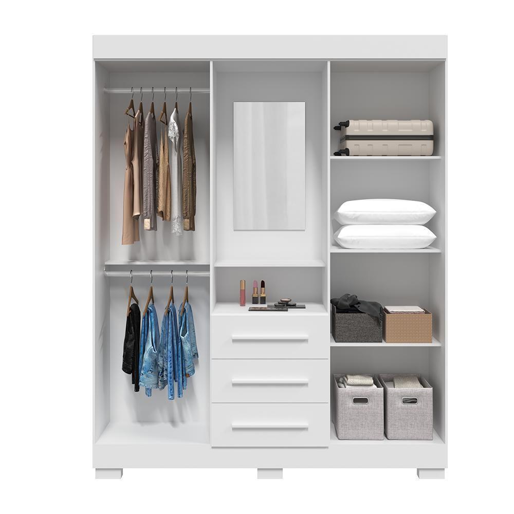 Guarda Roupa De Casal Mônaco Com Espelho 4 Porta Linhamobília Branco - 3