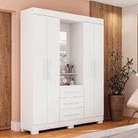 Guarda Roupa De Casal Mônaco Com Espelho 4 Porta Linhamobília Branco - 1