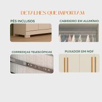 Guarda Roupa De Casal Mônaco Com Espelho 4 Porta Linhamobília Branco - 2