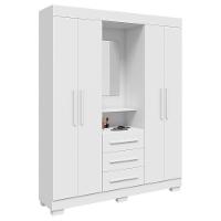 Guarda Roupa De Casal Mônaco Com Espelho 4 Porta Linhamobília Branco