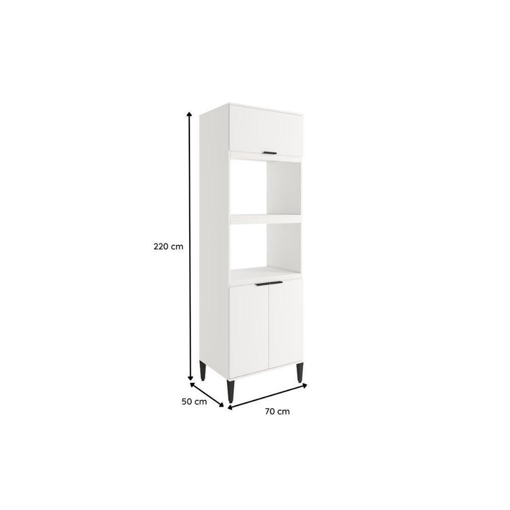 Paneleiro De Cozinha Modulado Alpha 2511 Torre Quente Com 2 Fornos 3 Portas 70cm Freijó - 2