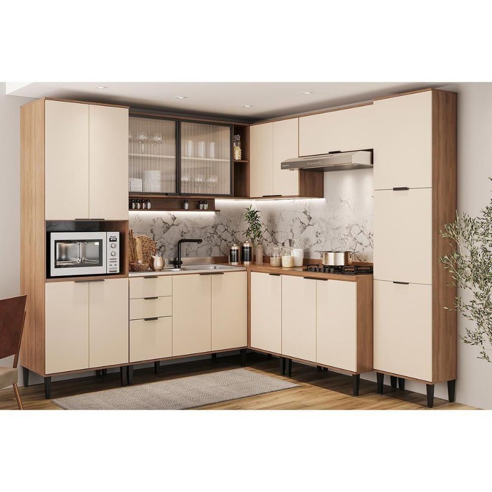 Paneleiro De Cozinha Modulado Alpha 2514 Com 1 Forno E 4 Portas 70cm Freijó - 4