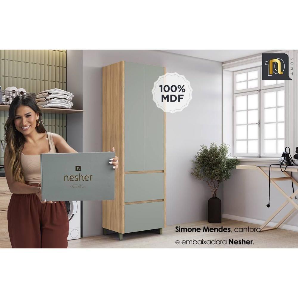 Paneleiro De Cozinha Modulado Marquesa Com 2 Portas E 2 Gavetas 70cm Nature Verde - 6