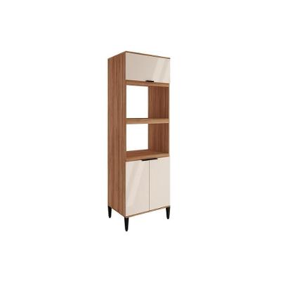 Paneleiro De Cozinha Modulado Alpha 2511 Torre Quente Com 2 Fornos 3 Portas 70cm Freijó Off White