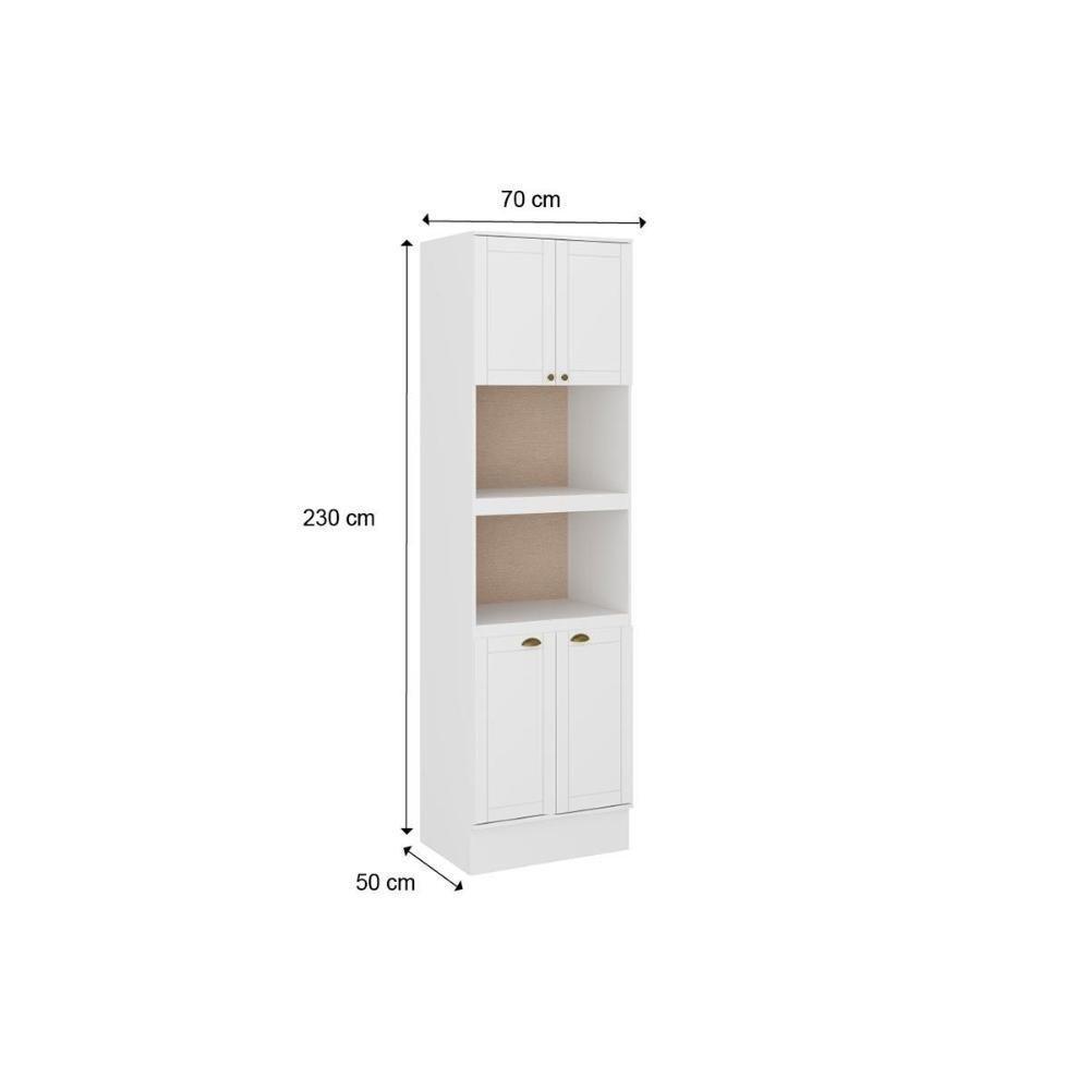 Paneleiro De Cozinha Modulado Bella 2616 Torre Quente Com 2 Fornos 4 Portas 70cm Branco - 4