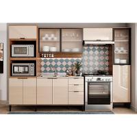 Paneleiro De Cozinha Modulado Alpha 2509 Com 2 Portas 1 Com Vidro Canelado 50cm Freijó Off White - 4