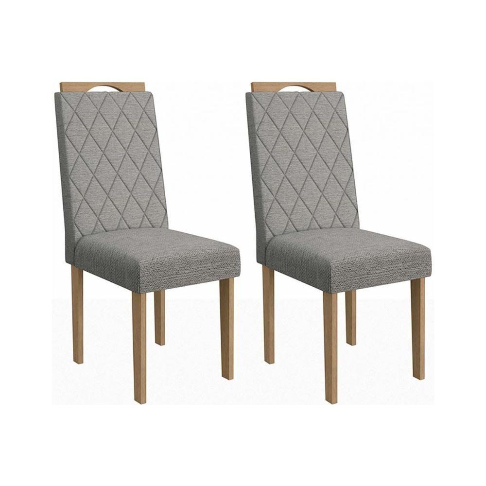 Cadeira De Cozinha 2cad153ea Kit 2 Un Carvalho Linho Cinza - 1