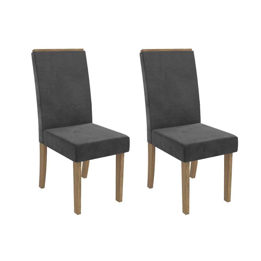 Cadeira De Cozinha 2cad142cn Kit 2 Un Canela Suede Cinza - 1