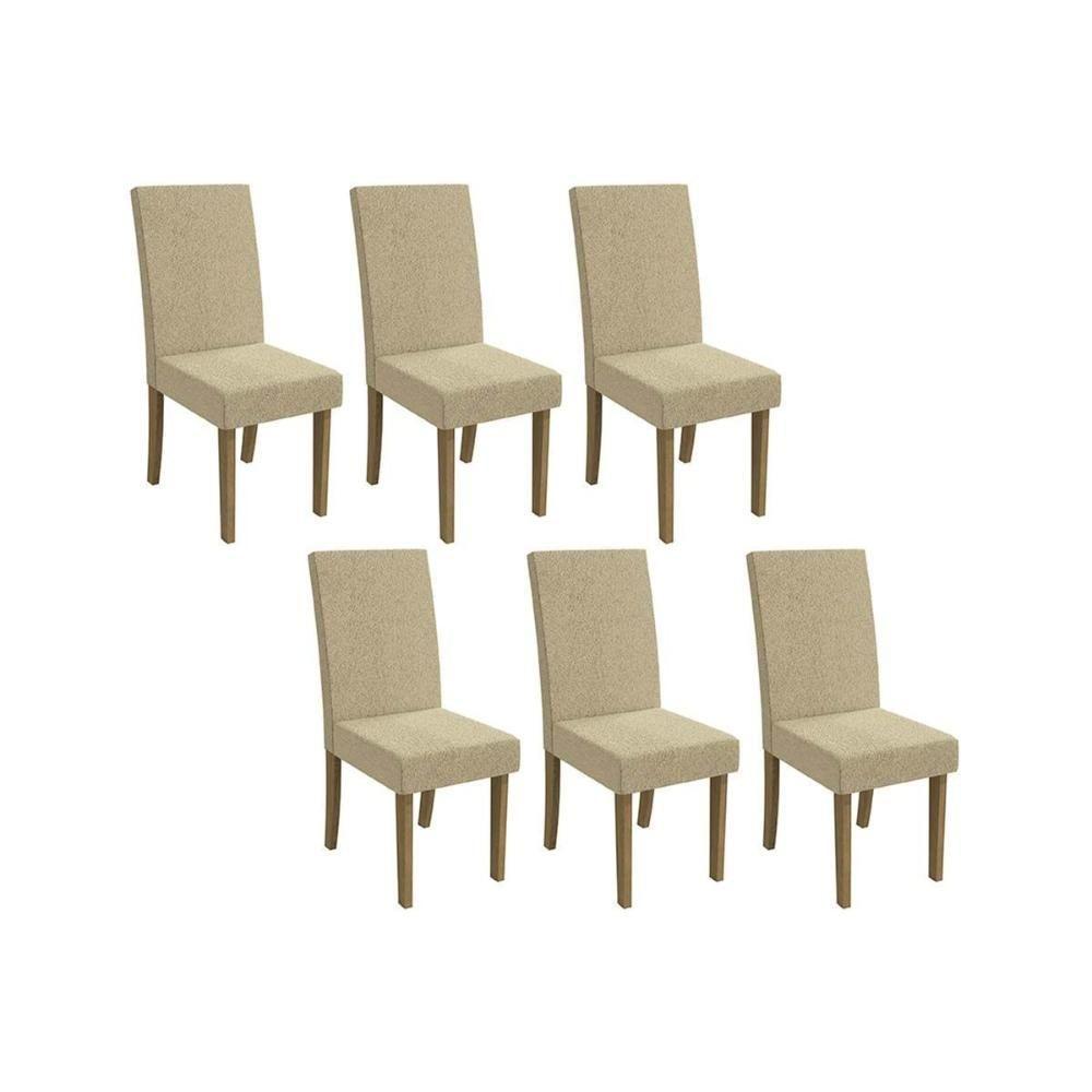 Cadeira De Cozinha 2cad131fr Kit 6 Un Freijó Linho Bege Claro A058 - 1