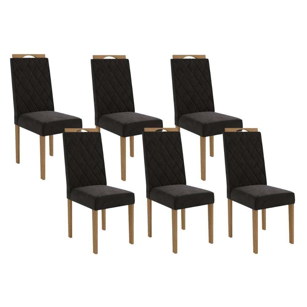 Cadeira De Cozinha 2cad152ea Kit 6 Un Eucalipto Suede Preto A038 - 1