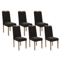 Cadeira De Cozinha 2cad152ea Kit 6 Un Eucalipto Suede Preto A038 - 1