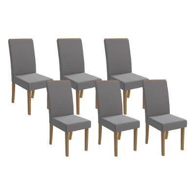 Cadeira De Cozinha 2cad142fr Kit 6 Un Freijó Suede Titanio A050
