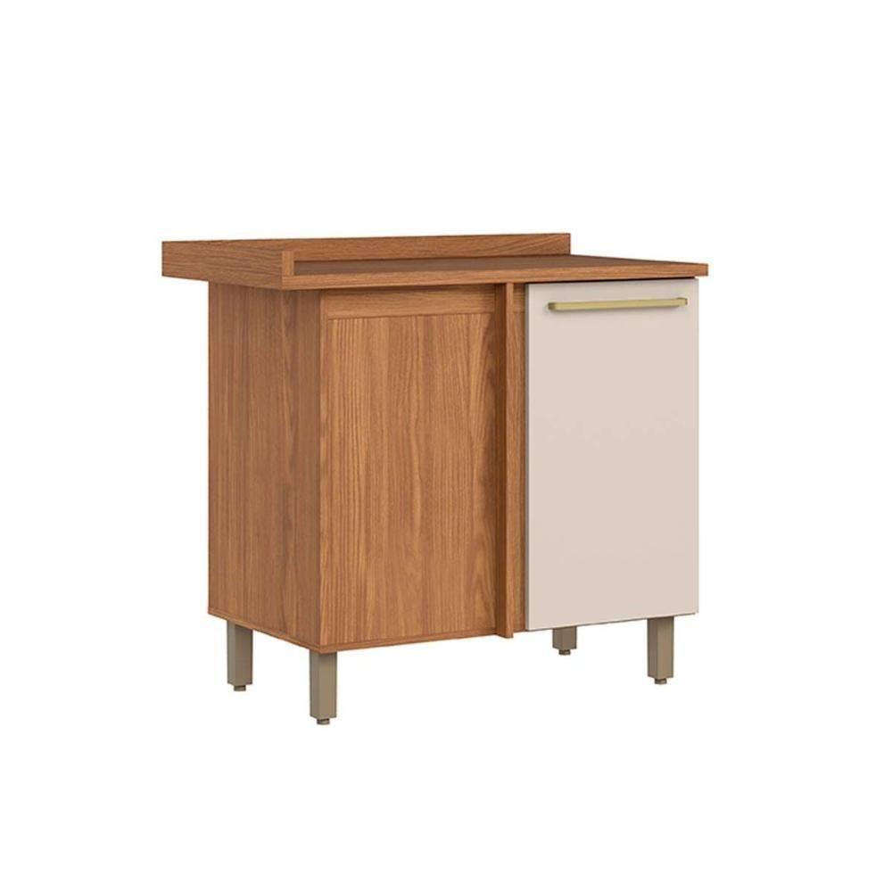 Módulos De Cozinha Requinte Balcão Com Tampo Requinte Canto Reto Com 1 Porta 84cm Nature Areia2 Aéreos + 1 Balcão + 1 Complemento - 1