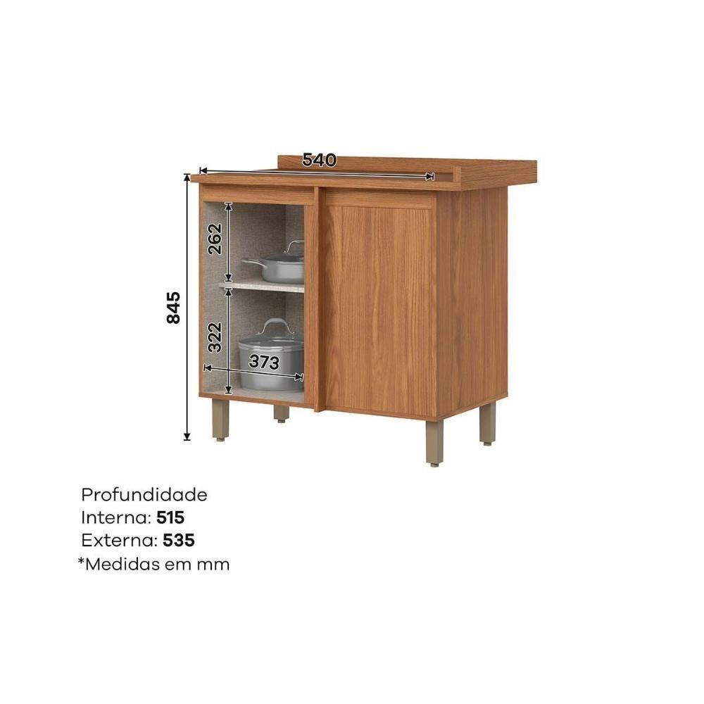 Módulos De Cozinha Requinte Balcão Com Tampo Requinte Canto Reto Com 1 Porta 84cm Nature Areia2 Aéreos + 1 Balcão + 1 Complemento - 3