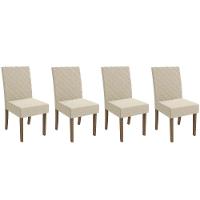 Cadeira De Cozinha 2cad133ng Kit 4 Un Nogueira Linho Bege A019 - 1