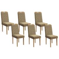 Cadeira De Cozinha 2cad153ea Kit 6 Un Eucalipto Suede Bege A036 - 1